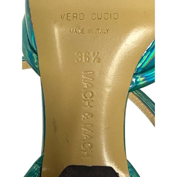 Mach & Mach Pumps Women's Double Bow Ankle Iridescent Leather  EU 36.5 US 6.5 - Picture 11 of 11